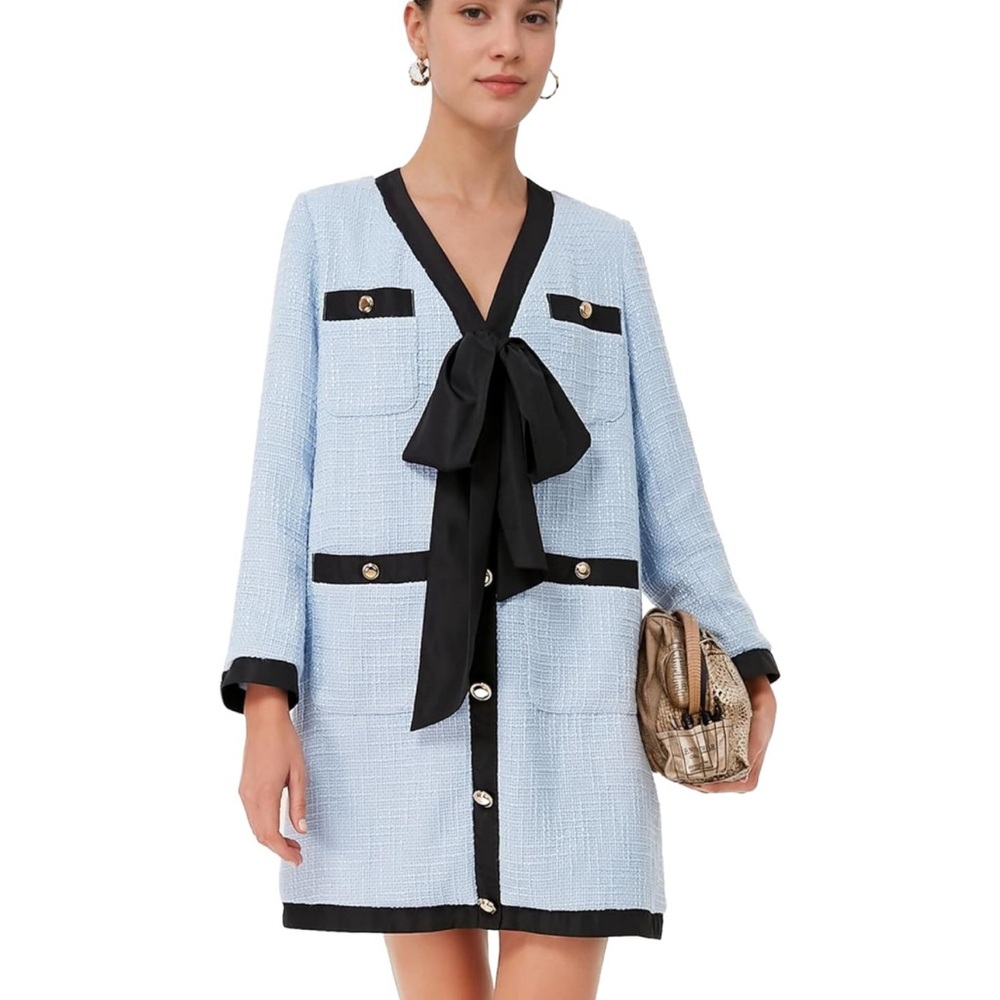 Like New Chic Light Blue Dress with Black Accents giving Tuckernuck vibes